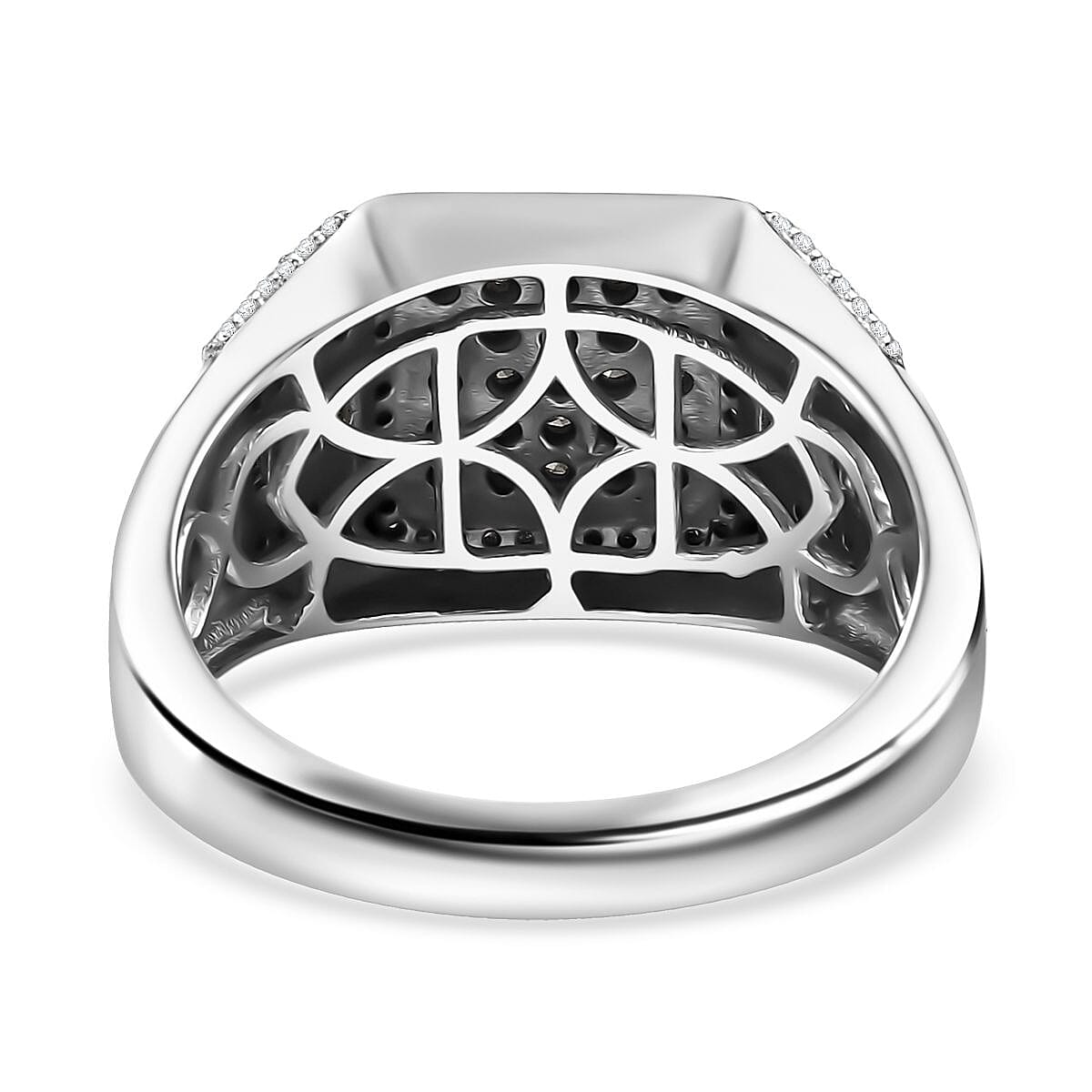 Diamond 1.00 ctw Men's Ring in Rhodium Over Sterling Silver (Size 10.0)