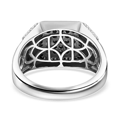 Diamond 1.00 ctw Men's Ring in Rhodium Over Sterling Silver (Size 10.0)