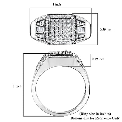 Diamond 1.00 ctw Men's Ring in Rhodium Over Sterling Silver (Size 10.0)