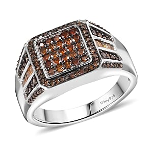 Red Diamond 1.00 ctw Men's Ring in Rhodium Over Sterling Silver (Size 10.0)