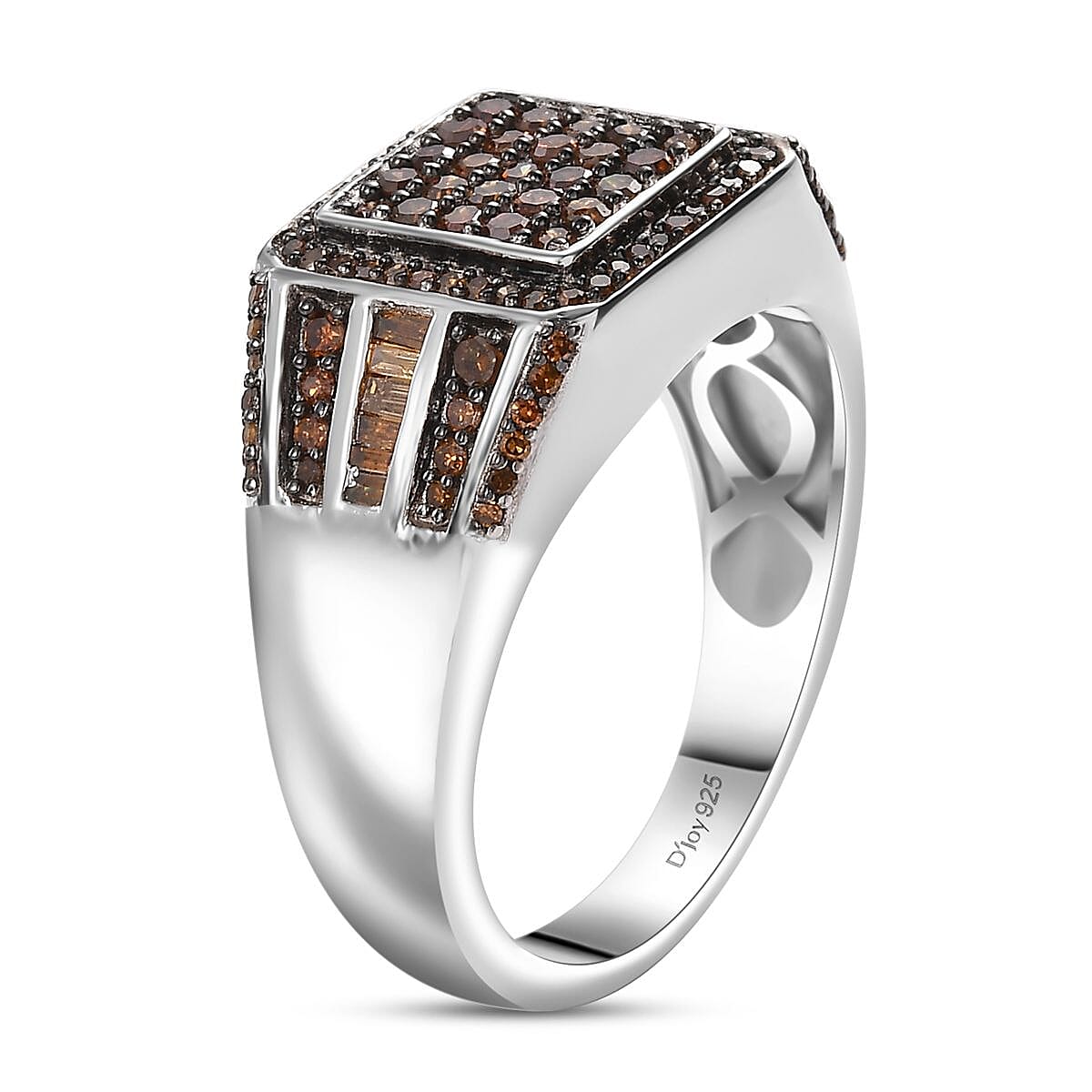 Red Diamond 1.00 ctw Men's Ring in Rhodium Over Sterling Silver (Size 10.0) image number 3