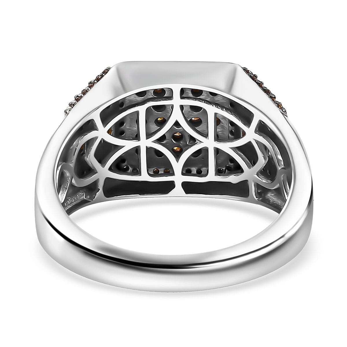 Red Diamond 1.00 ctw Men's Ring in Rhodium Over Sterling Silver (Size 10.0) image number 4