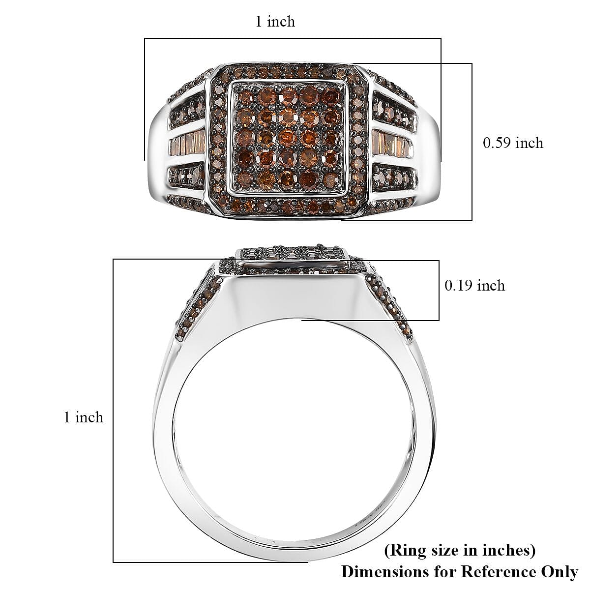 Red Diamond 1.00 ctw Men's Ring in Rhodium Over Sterling Silver (Size 10.0) image number 5