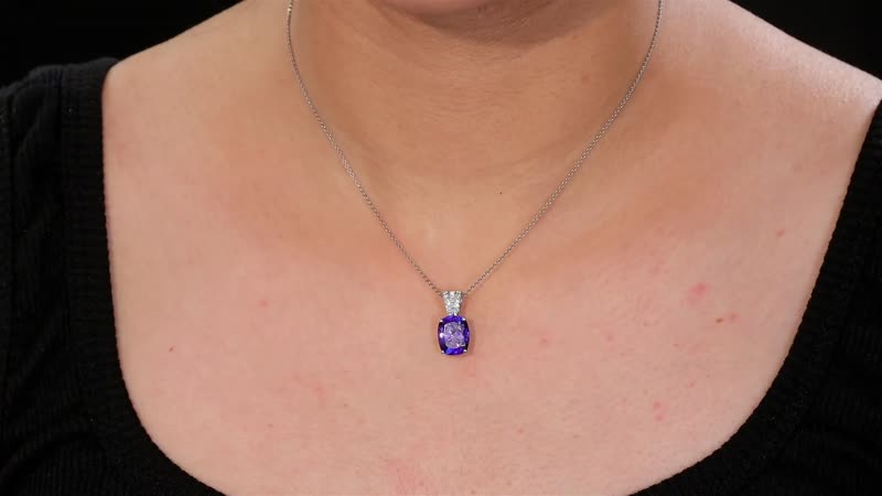 The Jennilee Certified & Appraised Rhapsody AAAA Tanzanite and E-F VS2 Diamond 3.95 ctw Statement Pendant in 950 Platinum