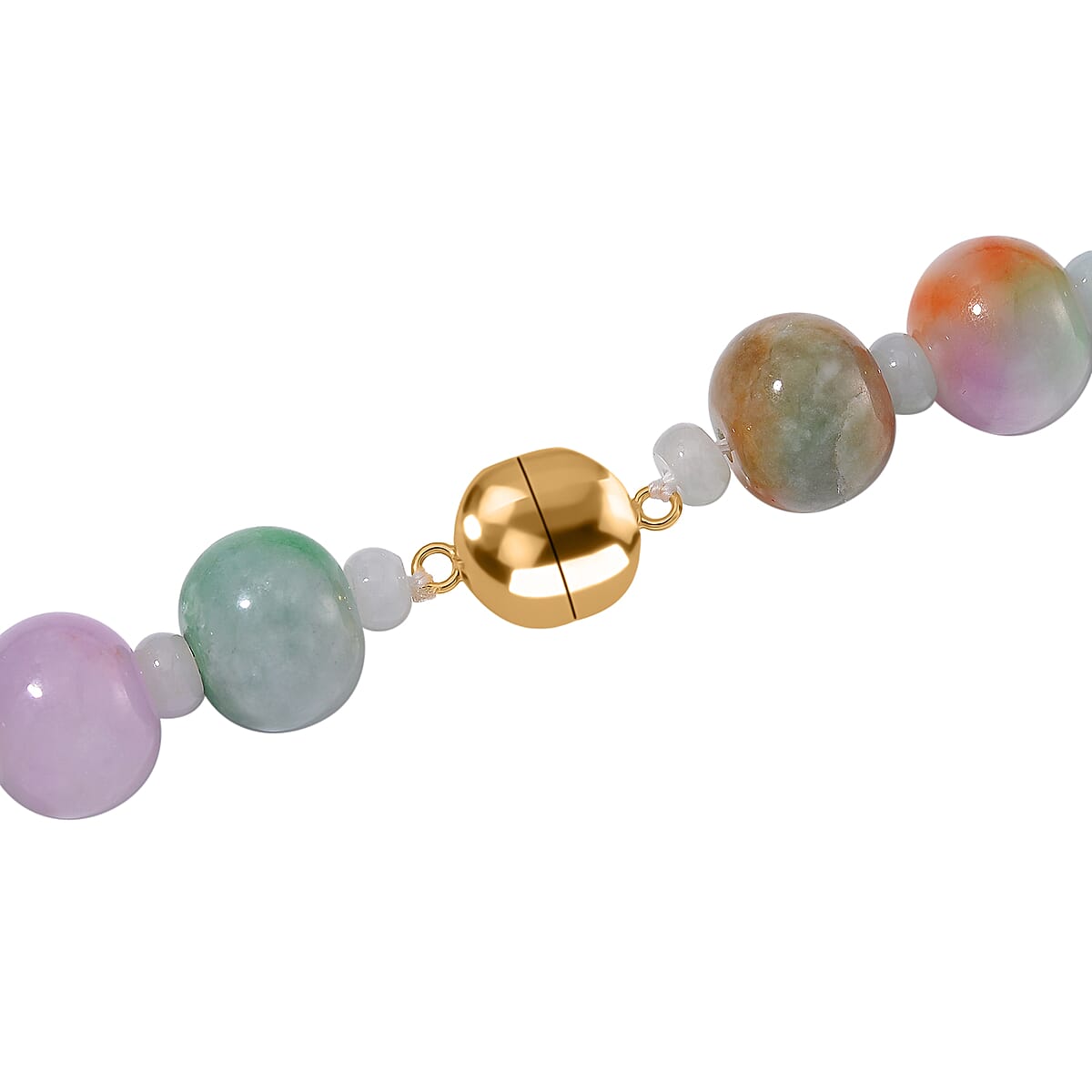 Multi Color Jade 590.00 ctw Carved Beaded Necklace in 14K YG Over Sterling Silver 20 Inches   image number 3