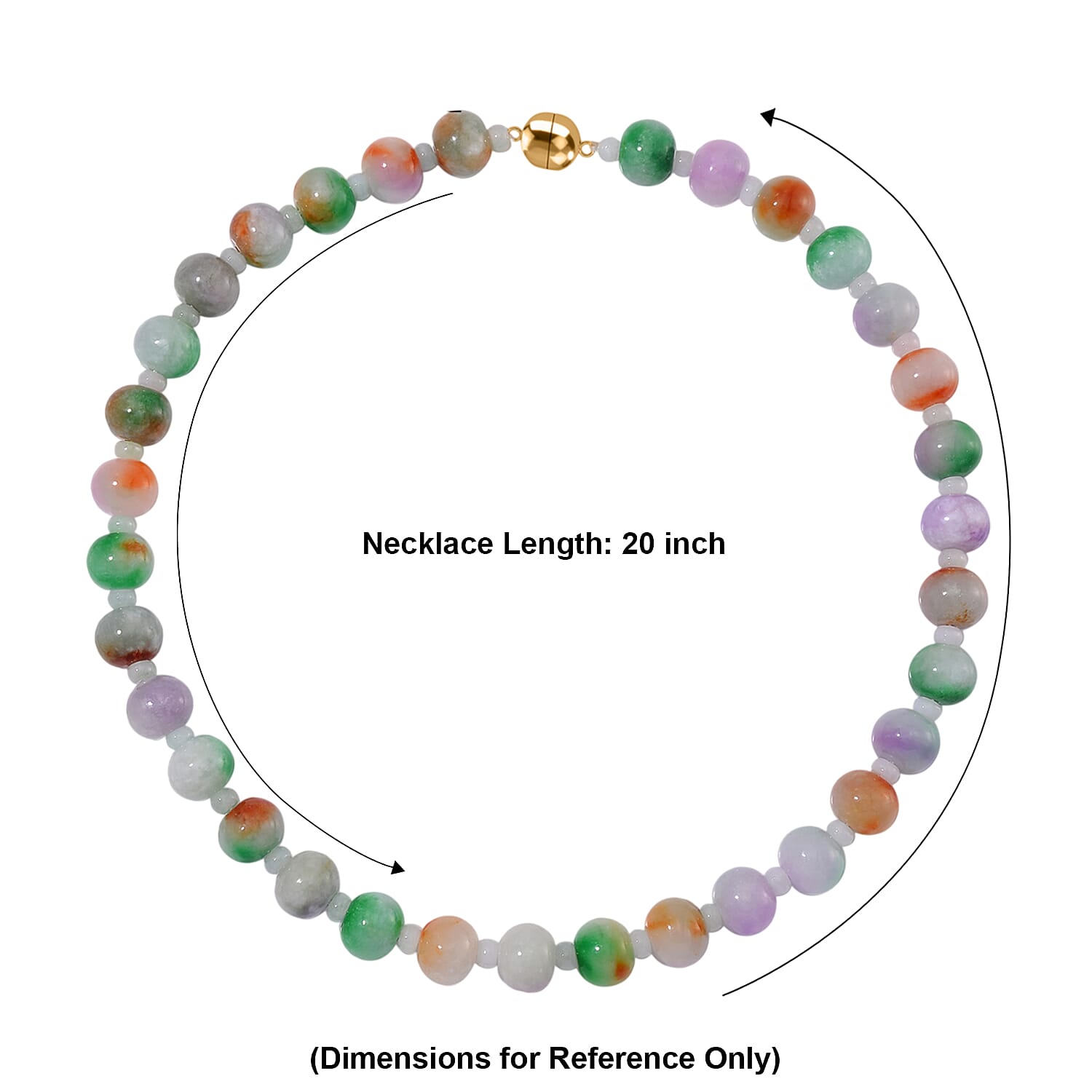 Multi Color Jade 590.00 ctw Carved Beaded Necklace in 14K YG Over Sterling Silver 20 Inches