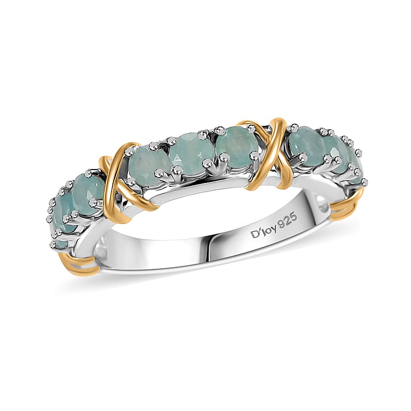 Grandidierite 1.15 ctw XOXO Ring in 18K Vermeil YG and Rhodium Over Sterling Silver (Size 10.0)