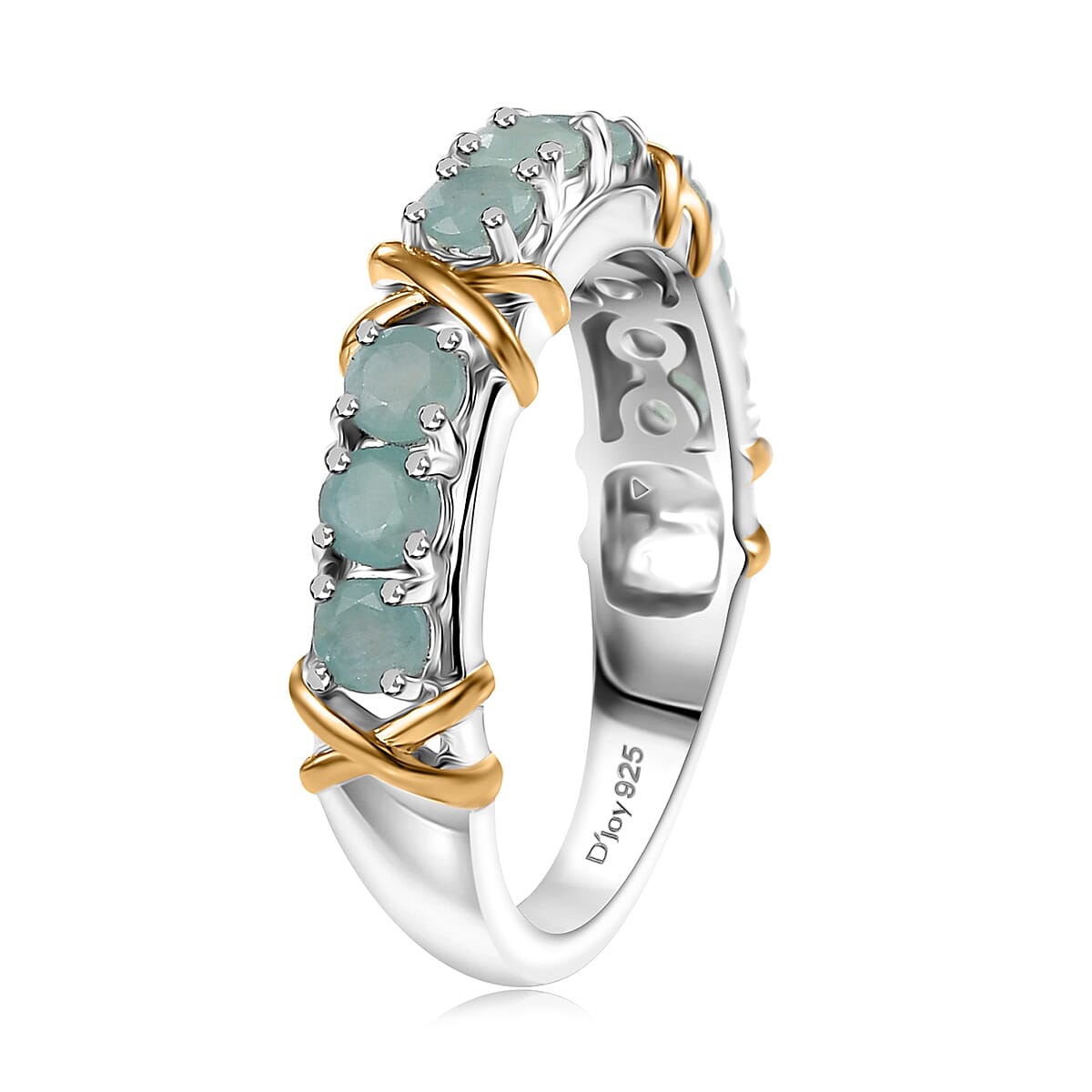 Grandidierite 1.15 ctw XOXO Ring in 18K Vermeil YG and Rhodium Over Sterling Silver (Size 10.0)