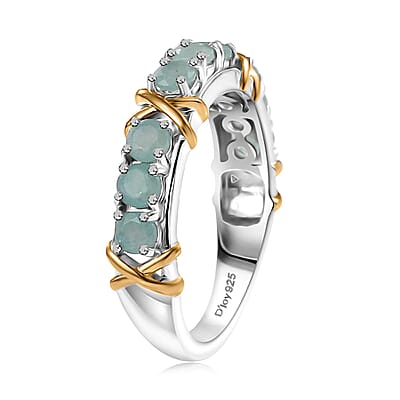 Grandidierite 1.15 ctw XOXO Ring in 18K Vermeil YG and Rhodium Over Sterling Silver (Size 10.0)