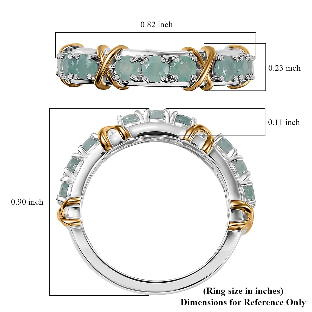 Grandidierite 1.15 ctw XOXO Ring in 18K Vermeil YG and Rhodium Over Sterling Silver (Size 10.0)