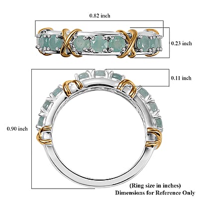 Grandidierite 1.15 ctw XOXO Ring in 18K Vermeil YG and Rhodium Over Sterling Silver (Size 10.0)