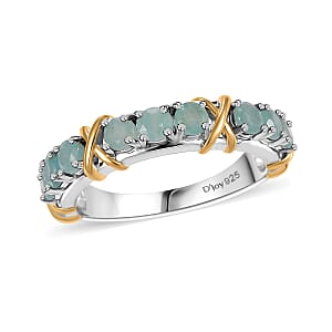 Grandidierite 1.15 ctw XOXO Ring in 18K Vermeil YG and Rhodium Over Sterling Silver (Size 8.0)