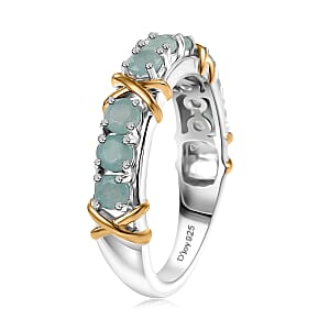 Grandidierite 1.15 ctw XOXO Ring in 18K Vermeil YG and Rhodium Over Sterling Silver (Size 8.0)
