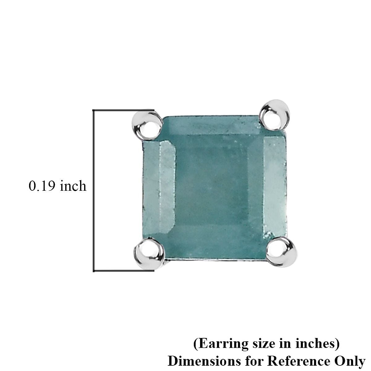 D'Joy Asscher Cut Grandidierite 0.75 ctw Stud Earrings in Rhodium Over Sterling Silver