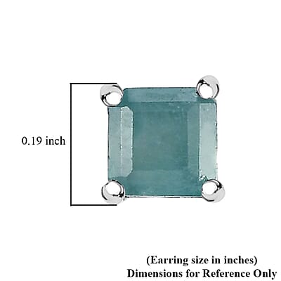 D'Joy Asscher Cut Grandidierite 0.75 ctw Stud Earrings in Rhodium Over Sterling Silver