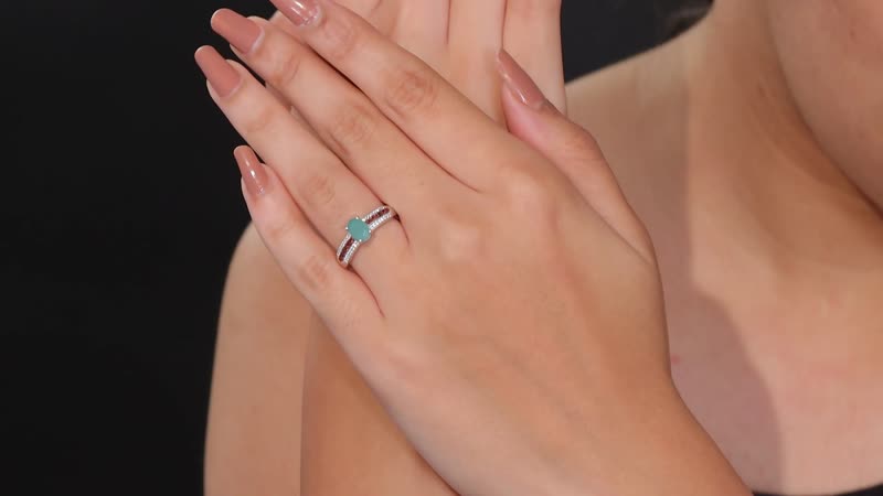 Grandidierite, Brown and White Zircon Ring in Rhodium Over Sterling Silver (Size 10.0) 1.15 ctw