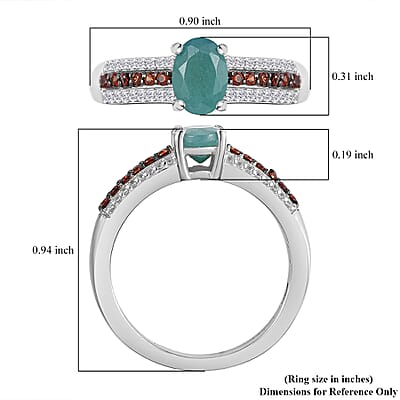 D'Joy Grandidierite, Brown and White Zircon 1.15 ctw Ring in Rhodium Over Sterling Silver (Size 10.0)