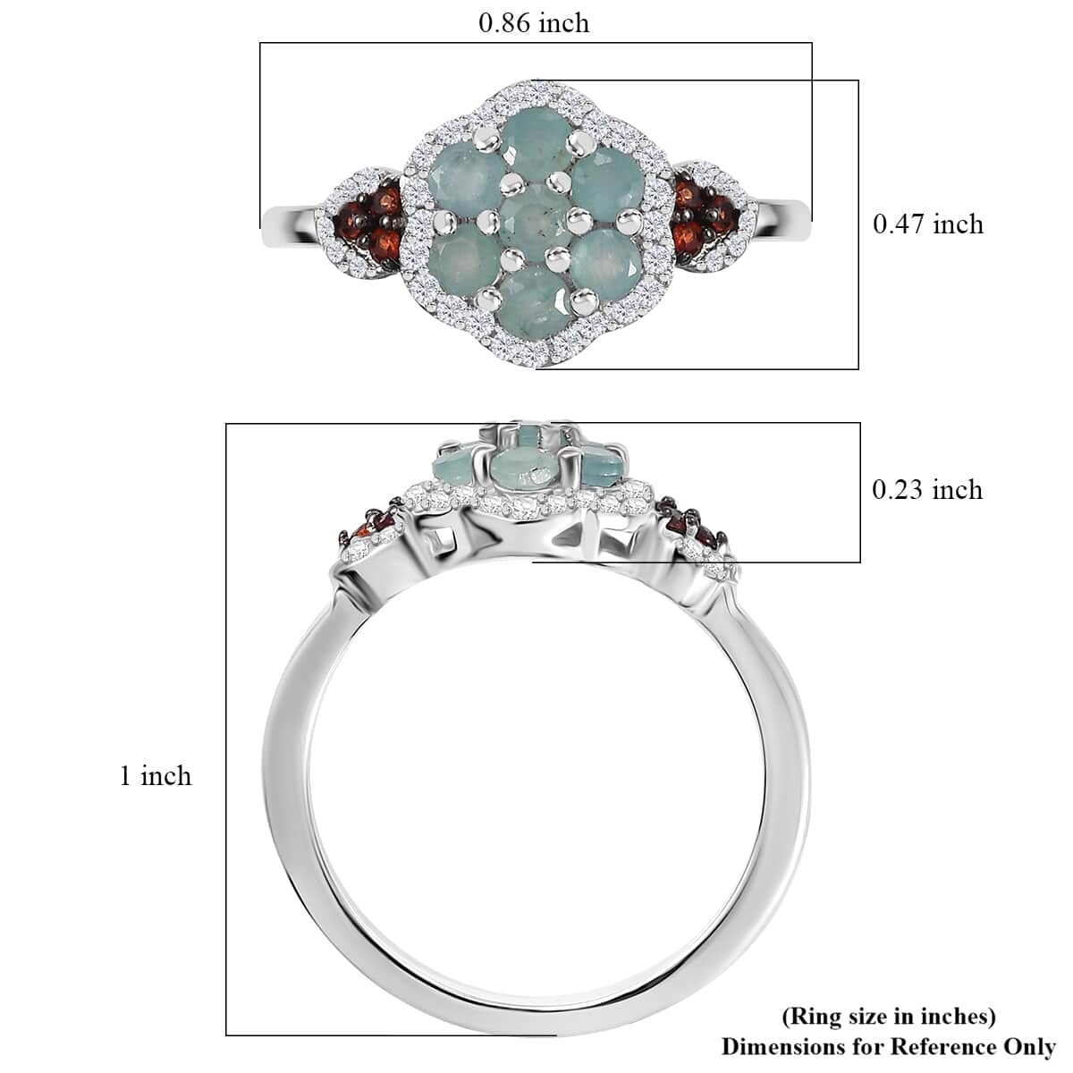 Grandidierite, Brown and White Zircon 0.90 ctw Ocean Blossom Ring in Rhodium Over Sterling Silver (Size 7.0) image number 5