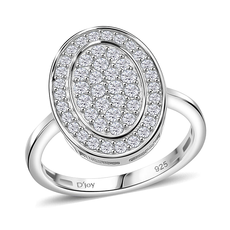 Moissanite 0.70 ctw Cluster Ring in Rhodium Over Sterling Silver (Size 10.0)