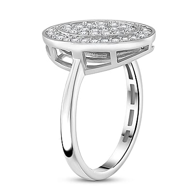 Moissanite 0.70 ctw Cluster Ring in Rhodium Over Sterling Silver (Size 10.0)