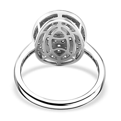 Moissanite 0.70 ctw Cluster Ring in Rhodium Over Sterling Silver (Size 10.0)