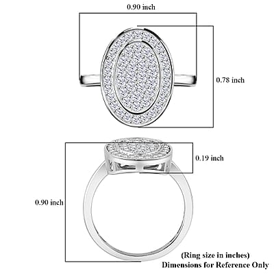 Moissanite 0.70 ctw Cluster Ring in Rhodium Over Sterling Silver (Size 10.0)
