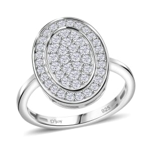 Moissanite 0.70 ctw Cluster Ring in Rhodium Over Sterling Silver (Size 8.0)
