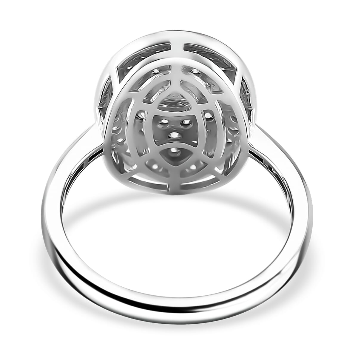 Moissanite 0.70 ctw Cluster Ring in Rhodium Over Sterling Silver (Size 8.0) image number 4