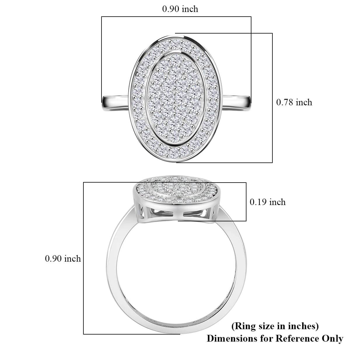 Moissanite 0.70 ctw Cluster Ring in Rhodium Over Sterling Silver (Size 8.0) image number 5