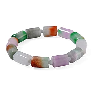 Multi Color Jade 200.00 ctw Beaded Stretch Bracelet (6.5-7In)
