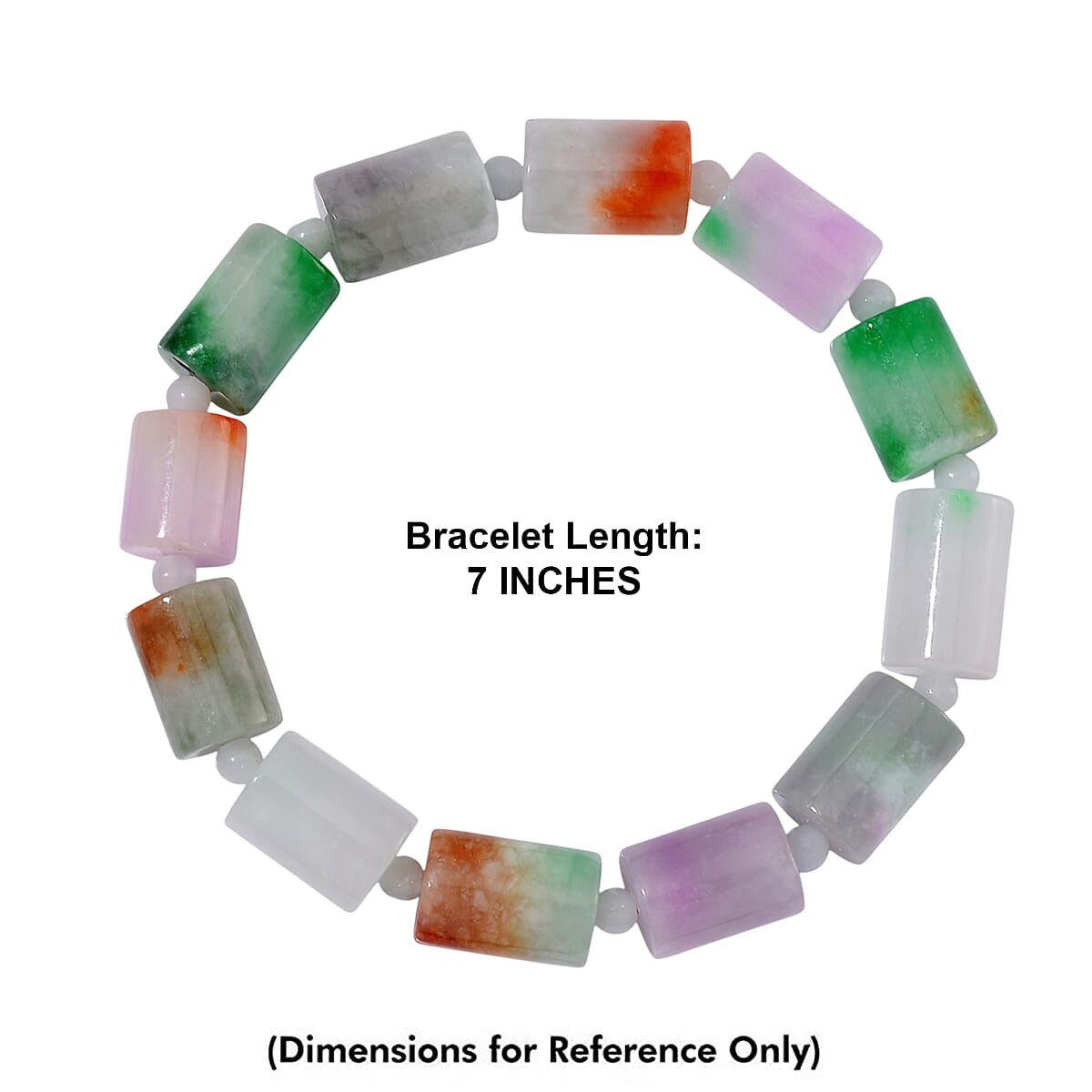 Multi Color Jade 200.00 ctw Beaded Stretch Bracelet (6.5-7In) image number 4