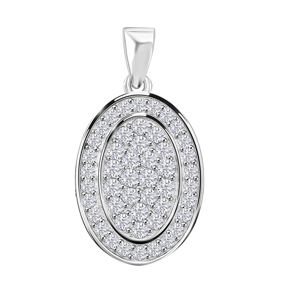 Moissanite 0.70 ctw Cluster Pendant in Rhodium Over Sterling Silver image number 0