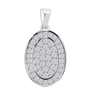 Moissanite 0.70 ctw Cluster Pendant in Rhodium Over Sterling Silver