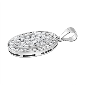 Moissanite 0.70 ctw Cluster Pendant without Chain in Rhodium Over Sterling Silver