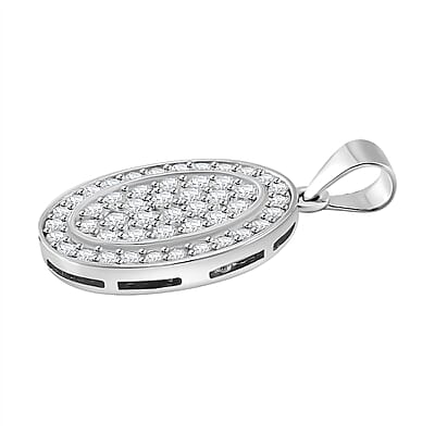 Moissanite 0.70 ctw Cluster Pendant without Chain in Rhodium Over Sterling Silver