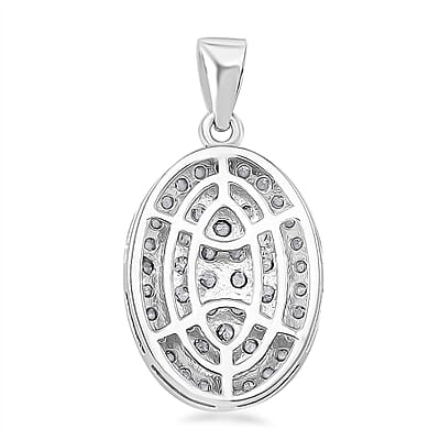 Moissanite 0.70 ctw Cluster Pendant without Chain in Rhodium Over Sterling Silver