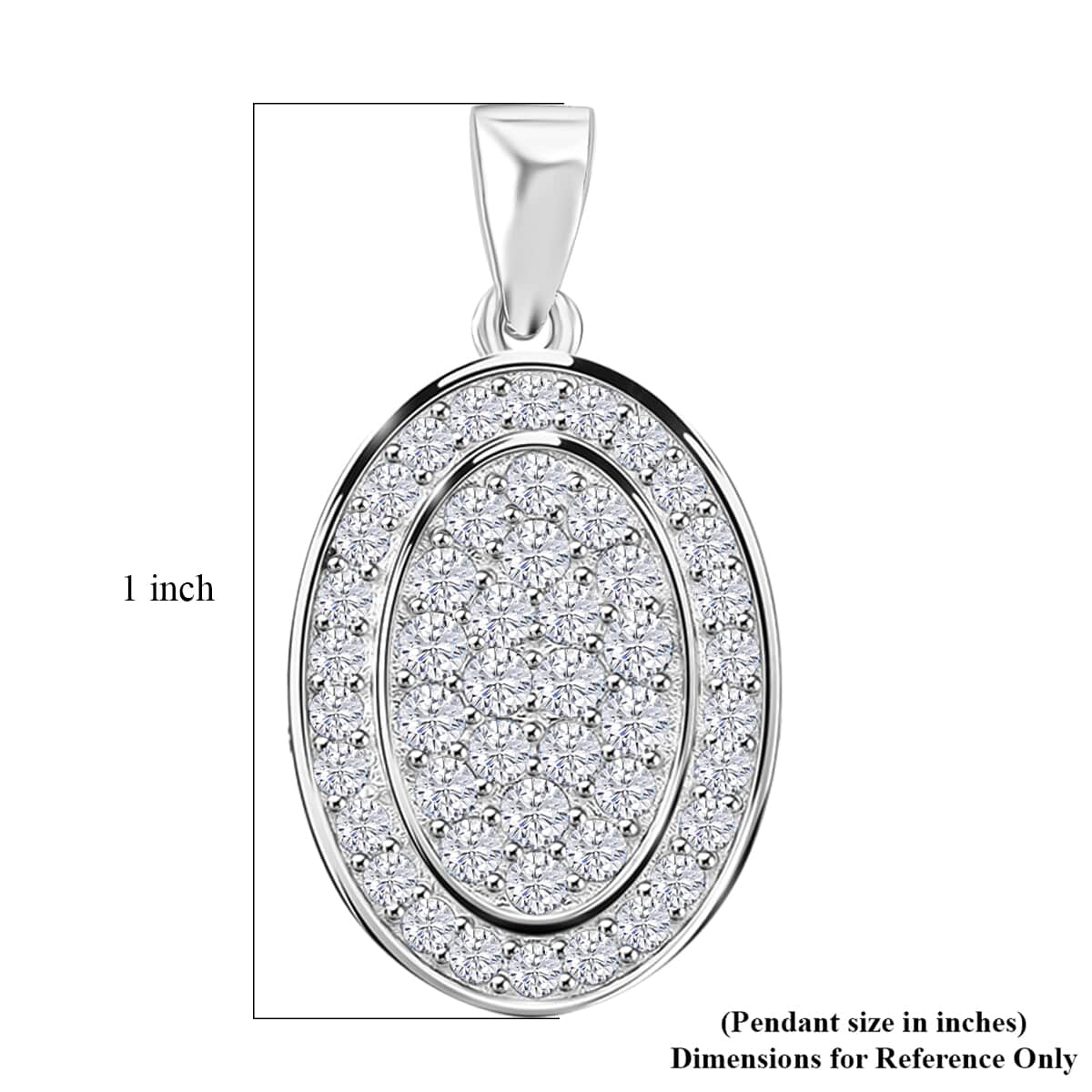 Moissanite 0.70 ctw Cluster Pendant in Rhodium Over Sterling Silver image number 5