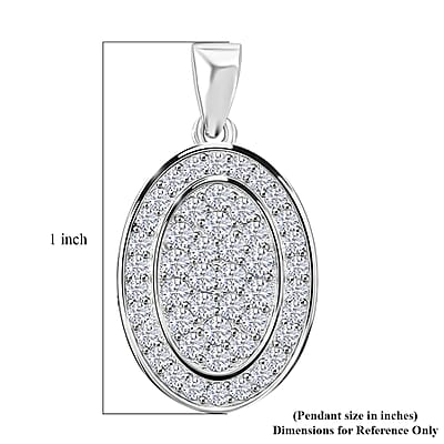 Moissanite 0.70 ctw Cluster Pendant without Chain in Rhodium Over Sterling Silver