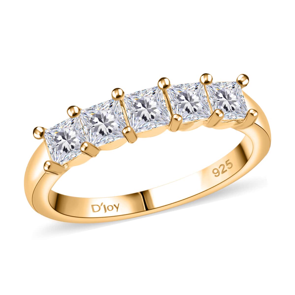 Moissanite 1.25 ctw 5 Stone Band Ring in 18K Vermeil Yellow Gold Over Sterling Silver (Size 10.0) image number 0