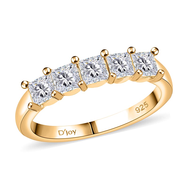 Moissanite 1.25 ctw 5 Stone Band Ring in 18K Vermeil Yellow Gold Over Sterling Silver (Size 10.0)