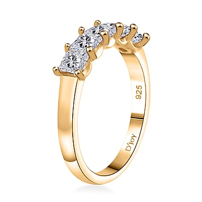 Moissanite 1.25 ctw 5 Stone Band Ring in 18K Vermeil Yellow Gold Over Sterling Silver (Size 10.0)
