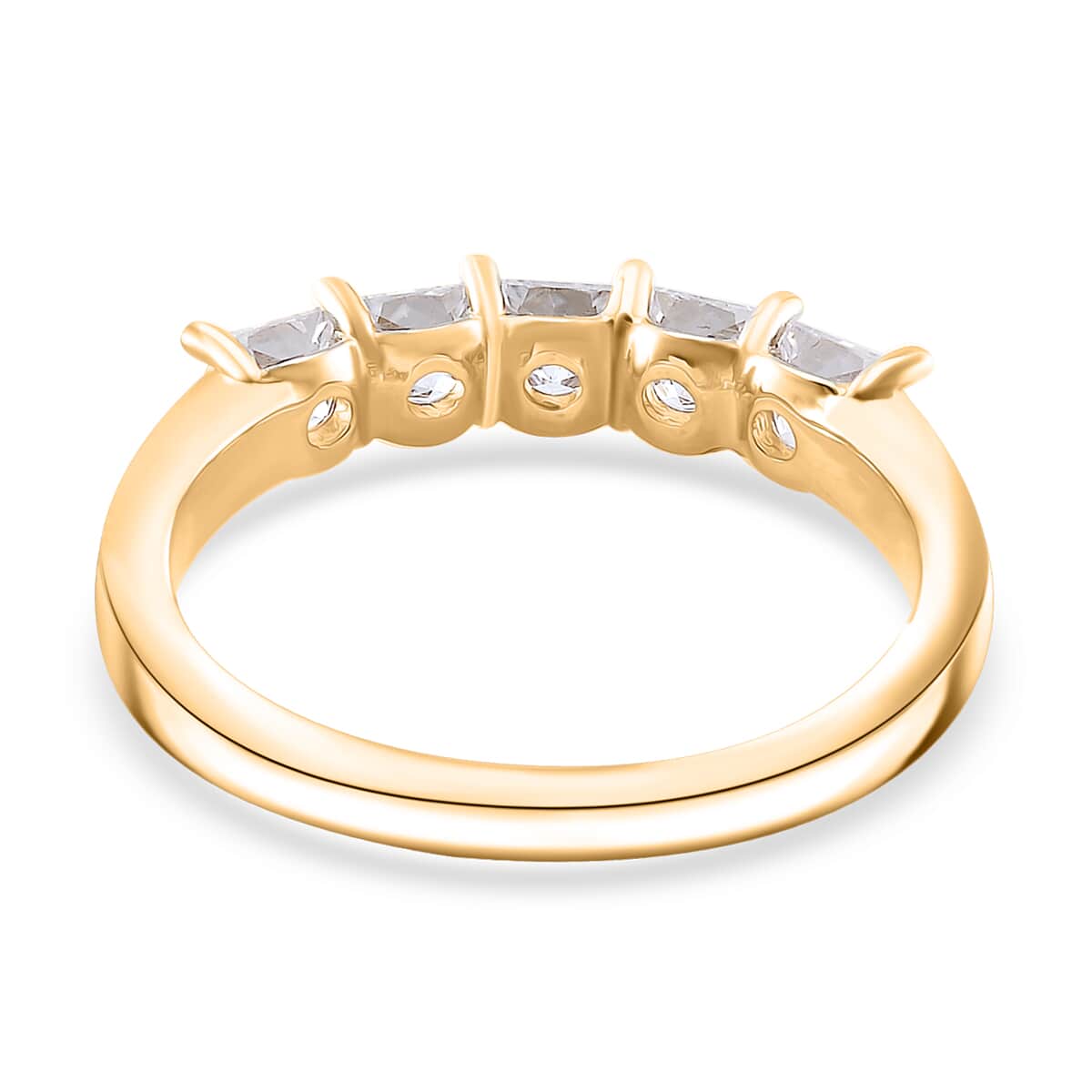 Moissanite 1.25 ctw 5 Stone Band Ring in 18K Vermeil Yellow Gold Over Sterling Silver (Size 10.0) image number 4