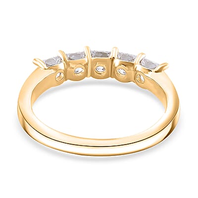 Moissanite 1.25 ctw 5 Stone Band Ring in 18K Vermeil Yellow Gold Over Sterling Silver (Size 10.0)
