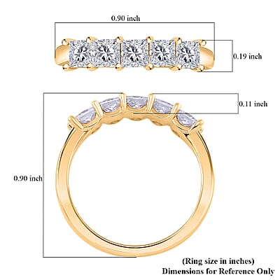 Moissanite 1.25 ctw 5 Stone Band Ring in 18K Vermeil Yellow Gold Over Sterling Silver (Size 10.0)