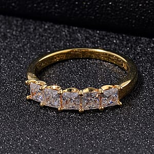Moissanite 1.25 ctw 5 Stone Band Ring in 18K Vermeil Yellow Gold Over Sterling Silver (Size 8.0)