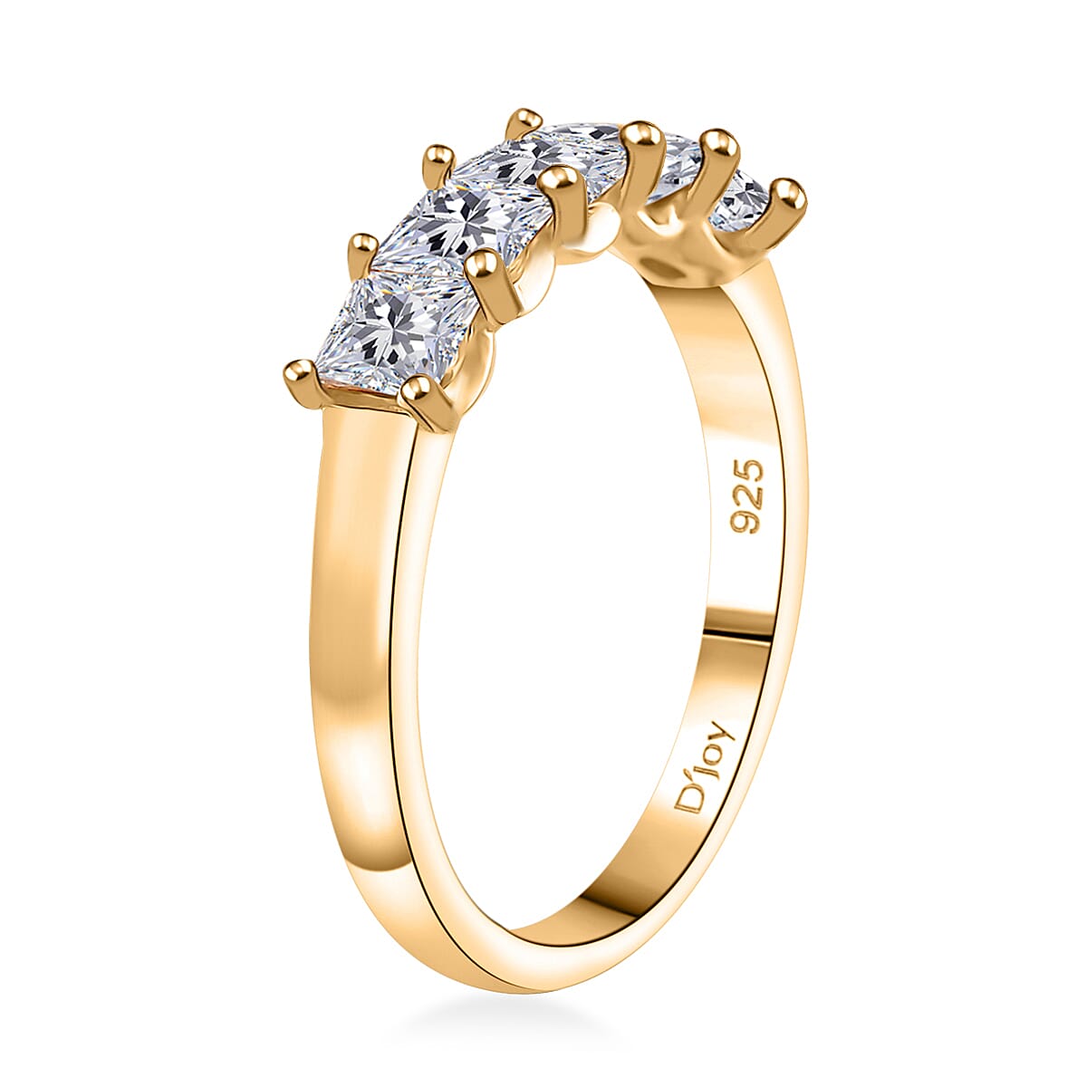 Moissanite 1.25 ctw 5 Stone Band Ring in 18K Vermeil Yellow Gold Over Sterling Silver (Size 8.0) image number 3