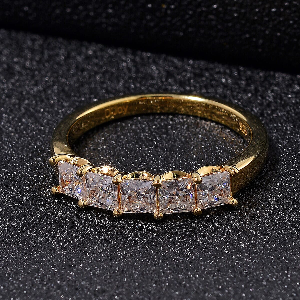 Moissanite 1.25 ctw 5 Stone Band Ring in 18K Vermeil Yellow Gold Over Sterling Silver (Size 9.0) image number 1