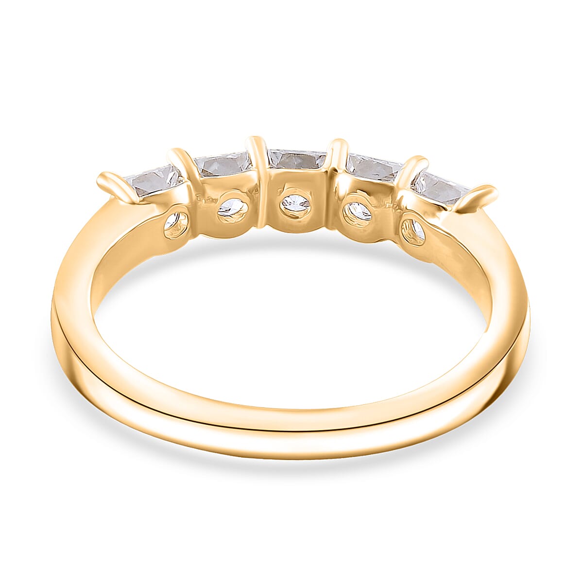 Moissanite 1.25 ctw 5 Stone Band Ring in 18K Vermeil Yellow Gold Over Sterling Silver (Size 9.0) image number 4