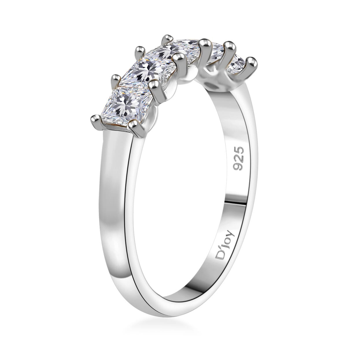 Moissanite 1.25 ctw 5 Stone Band Ring in Rhodium Over Sterling Silver (Size 10.0) image number 3