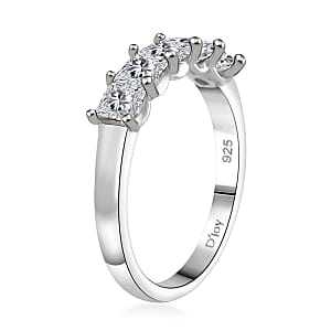 Moissanite 1.25 ctw 5 Stone Band Ring in Rhodium Over Sterling Silver (Size 10.0)